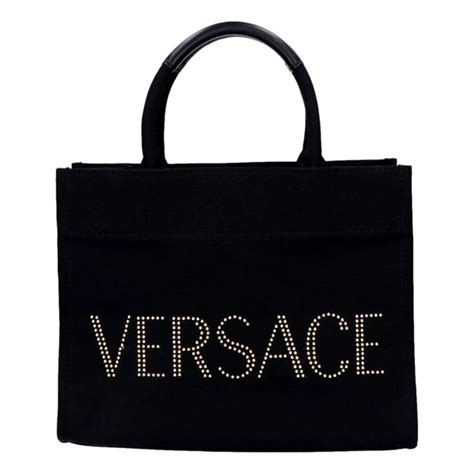 Versace Nero Canvas Studded Logo Totebag 